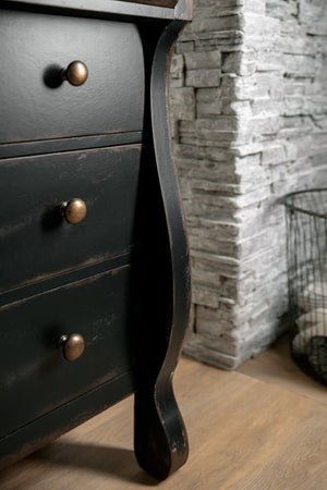 Hooker Furniture Ciao Vintage-Inspired Five-Drawer Bureau With Multi-Layered Black Finish, Cedar-Lined & Felted Drawers 5805-90011-99