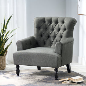 English Elm Christopher Knight Home® - CLUB CHAIR Dark Gray Fabric Accent Chair — Plush Deep Seat, Sturdy Frame, Modern Living Room Style 57752.00DGAY