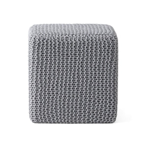 English Elm Christopher Knight Home® - KNITTED Foot Stool with Handcrafted Cotton Cover, Compact 17" Cube, Sturdy Versatile Accent Seat LIGHT GREY 62665.00LGRY