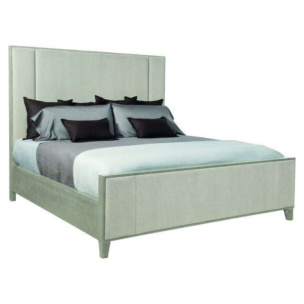 Bernhardt Bernhardt Linea King Panel Bed — Cerused Greige Solid Wood Frame, Upholstered Head & Foot, Slat Support System K1105