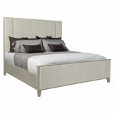 Bernhardt Linea King Panel Bed with Upholstered Headboard and Footboard in Cerused Greige Finish K1105