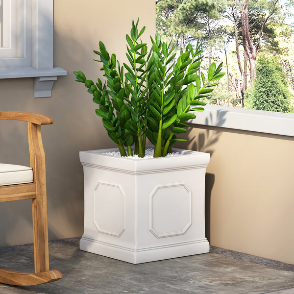 English Elm Mgo Handcrafted Square Outdoor Planter Artisan Magnesium Oxide Patio Garden Pot 63416.00WHI