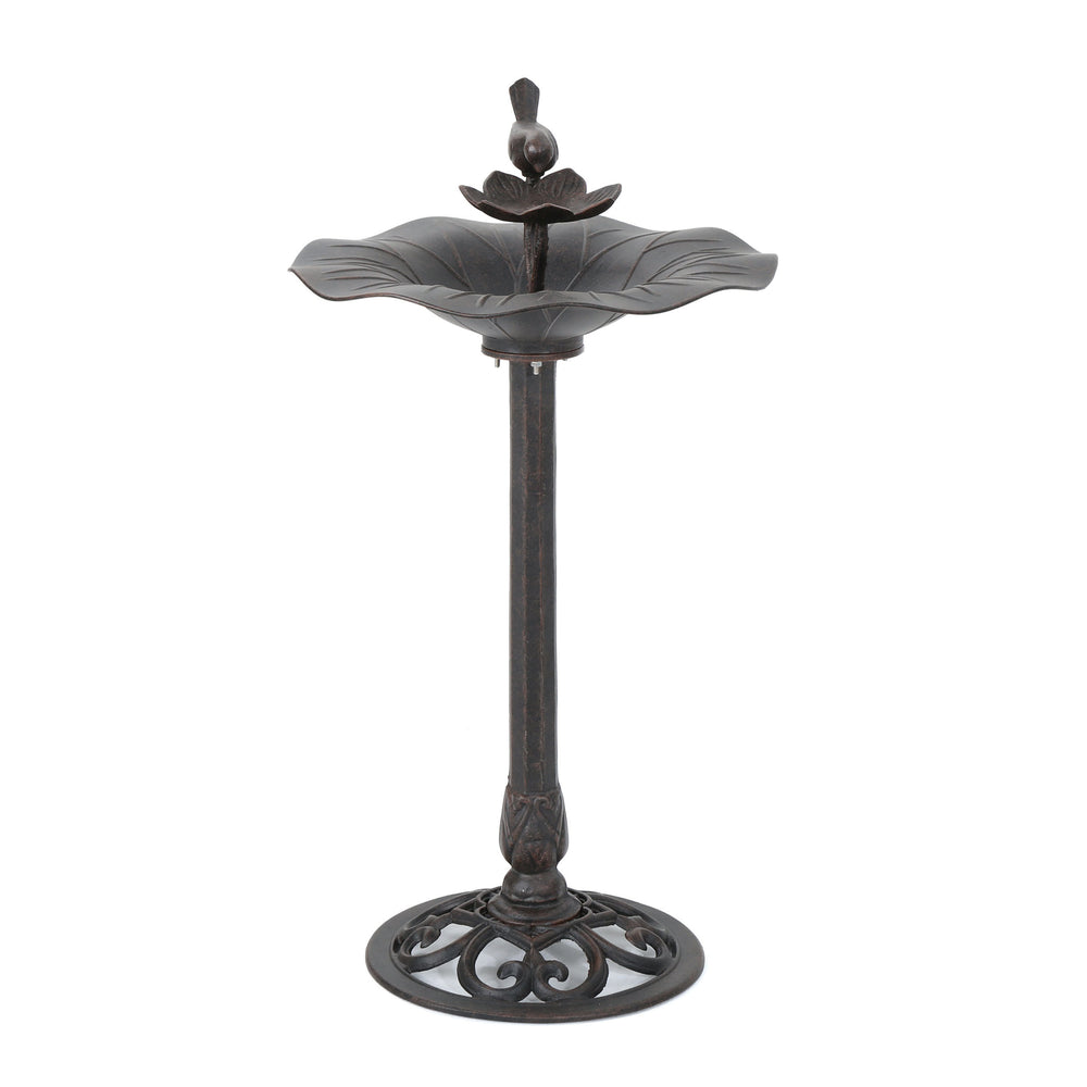 English Elm Christopher Knight Home® - e Elegant Lancaster Outdoor Aluminum & Iron Bird Bath Bronze — Durable Stable Base, Detailed Concave Bowl for Garden Charm and Wildlife Appeal 61696.00BZE