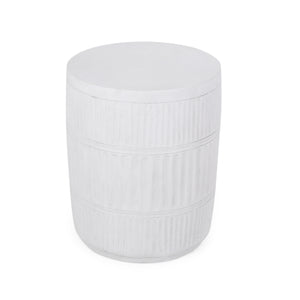 English Elm Outdoor Fluted Concrete Column Side Table Lightweight Architectural Patio Accent 73436.00