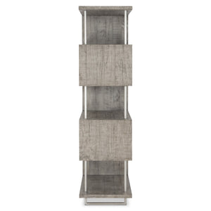 Bernhardt Bernhardt Polk Etagere: Bauhaus-Inspired 5-Shelf Distressed Pine & Silver Metal Display For Modern Spaces D12810