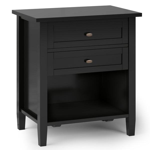 English Elm Warm Shaker 24-Inch Solid Wood Nightstand In Black - Versatile Storage & Timeless Transitional Design B136P159737-GIGA