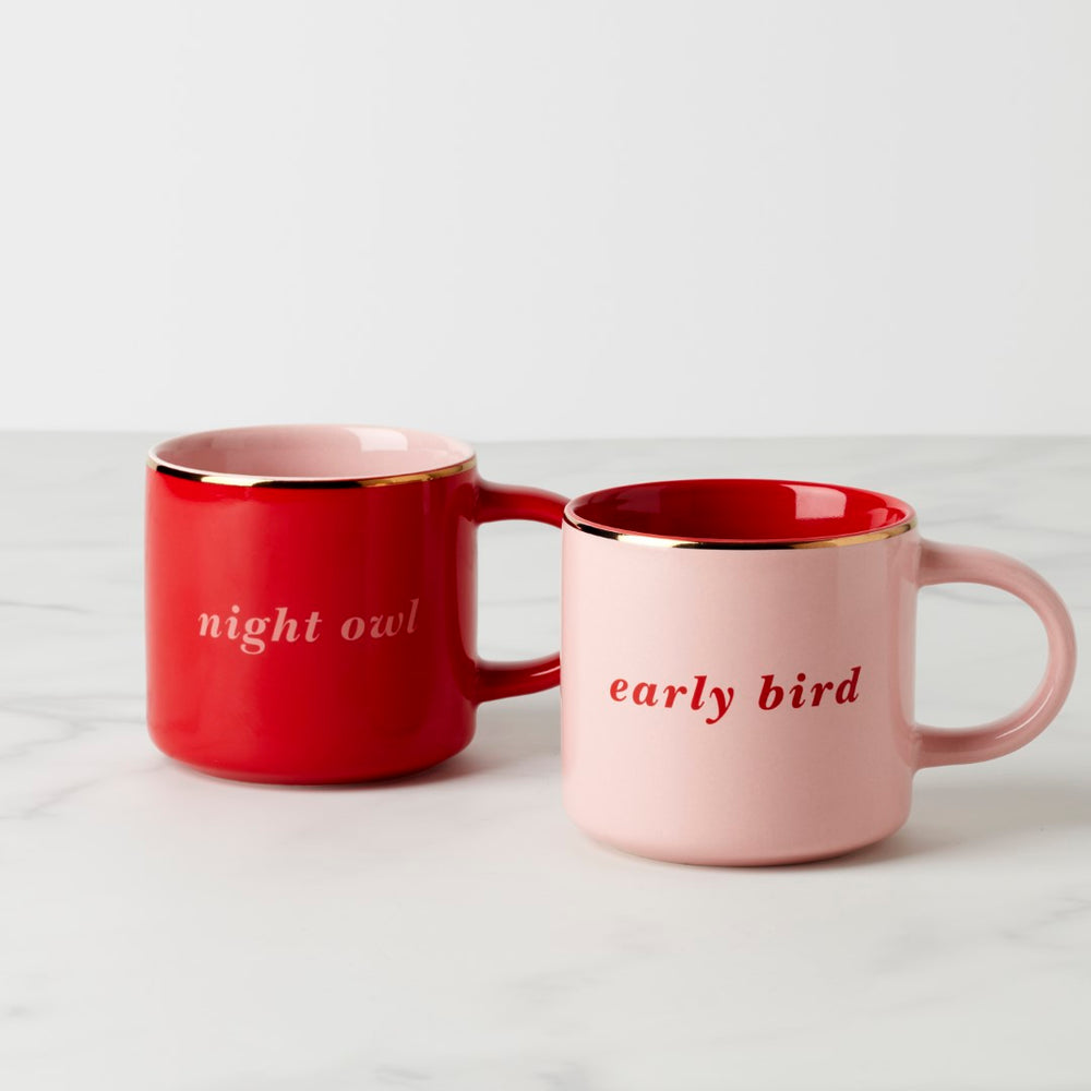 Lenox Kate Spade Early Bird & Night Owl Mugs, Set of 2 Pink, NO COLOR STONEWARE 897461