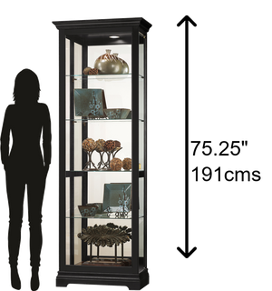 Hekman Furniture 680672 Brantley Ii Curio Cabinet With Illuminated Interior, Adjustable Shelves & Elegant Black Satin Finish Black Satin Brantley Ii Curio Cabinet 680672
