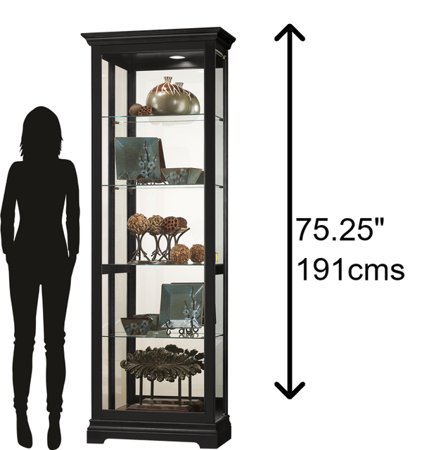 Hekman Furniture 680672 Brantley Ii Curio Cabinet With Illuminated Interior, Adjustable Shelves & Elegant Black Satin Finish Black Satin Brantley Ii Curio Cabinet 680672
