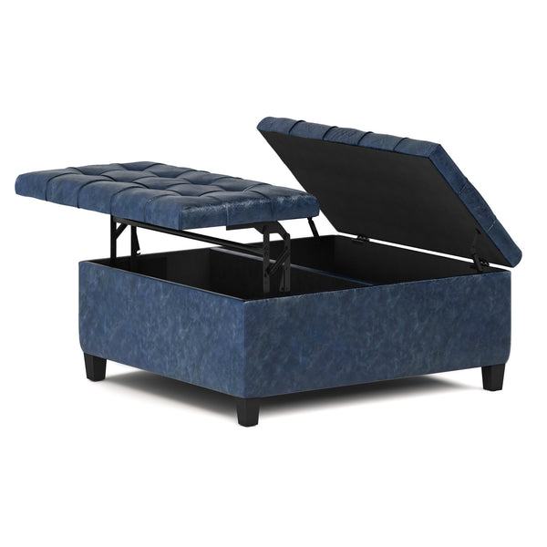 English Elm Harrison Coffee Table Storage Ottoman In Denim Blue - Stylish, Multi-Functional, And Durable Design B136P159143