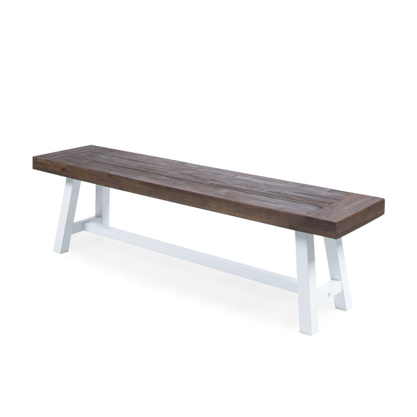 English Elm Dark Acacia Slatted Dining Bench Handcrafted with Iron Frame for Farmhouse Spaces 54562.00MP1SBRN