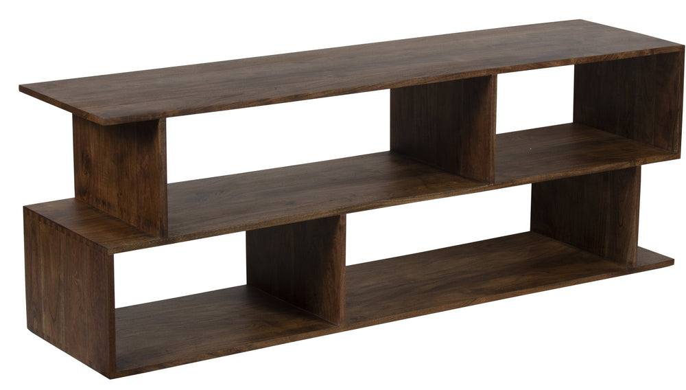 Porter Designs Porter Portola Solid Acacia Wood Tv Stand - Unique Mid-century Design With Asymmetric Storage Brown Wood 05-108-10-1255