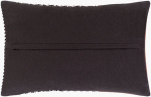 Surya Fiona 13"L X 20"W Rustic Elegance Lumbar Pillow - Cotton & Leather Blend For Timeless Home Décor Black Cotton,Leather,Cotton Fna002-1320p