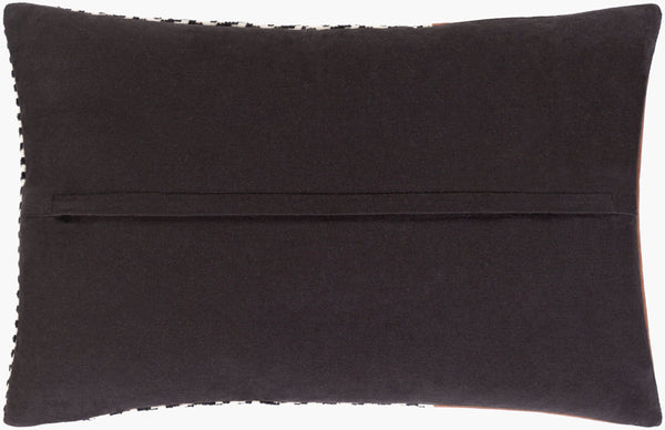 Surya Fiona 13"L X 20"W Rustic Elegance Lumbar Pillow - Cotton & Leather Blend For Timeless Home Décor Black Cotton,Leather,Cotton Fna002-1320p