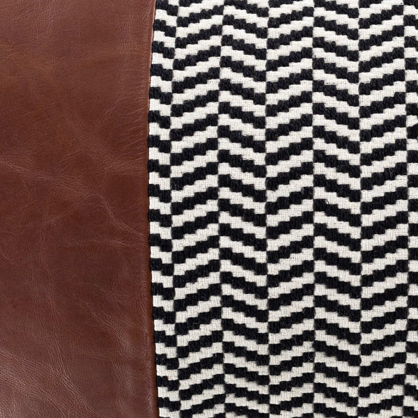 Surya Fiona 13"L X 20"W Rustic Elegance Lumbar Pillow - Cotton & Leather Blend For Timeless Home Décor Black Cotton,Leather,Cotton Fna002-1320p