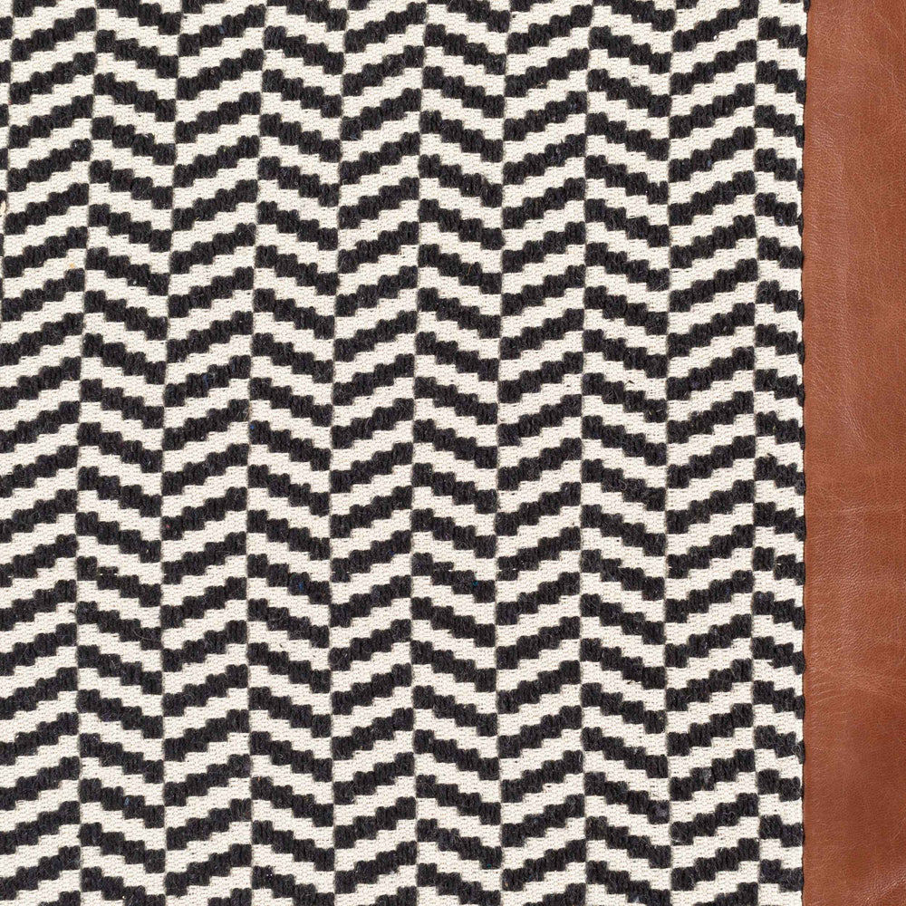 Surya Fiona 13"L X 20"W Rustic Elegance Lumbar Pillow - Cotton & Leather Blend For Timeless Home Décor Black Cotton,Leather,Cotton Fna002-1320p