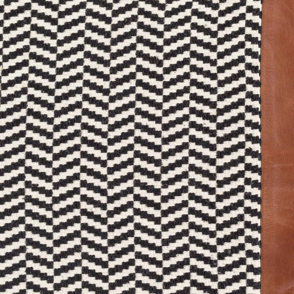 Surya Fiona 13"L X 20"W Rustic Elegance Lumbar Pillow - Cotton & Leather Blend For Timeless Home Décor Black Cotton,Leather,Cotton Fna002-1320p