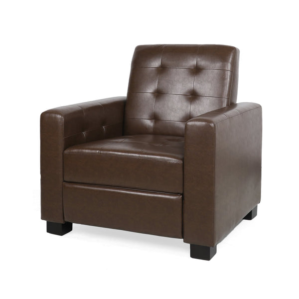 English Elm Christopher Knight Home® - RECLINER ergonomic PU leather lounge chair with plush padding and supportive design for home comfort and style Dark Brown 71978.00PUDBRN