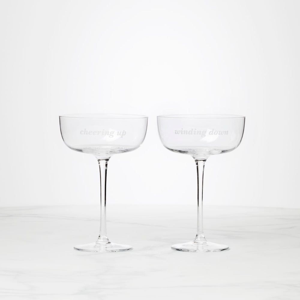 Lenox Kate Spade Winding Down & Cheering Up Coupe Glasses, Set of 2 Clear, NO COLOR GLASS,CRYSTAL 897460