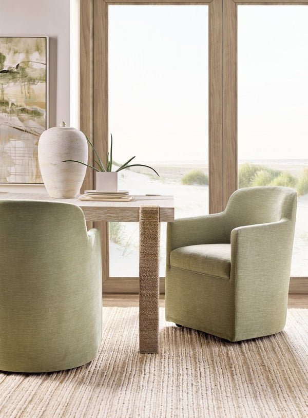 Hooker Furniture Commerce Upholstered Arm Chair With Barrel Silhouette, Performance Fabric & Casters For Mobility And Style Green 7228-75010-35