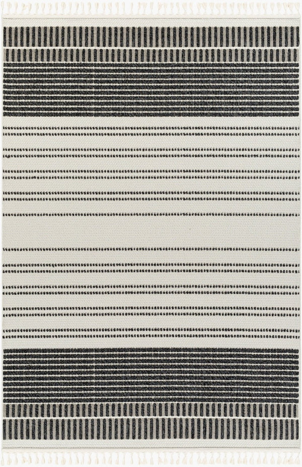 Livabliss Finland Cottage Transitional Polyester Area Rug Low Pile Woven Living Room Accent Cream, Black 9'2" x 12' FND2305-9212