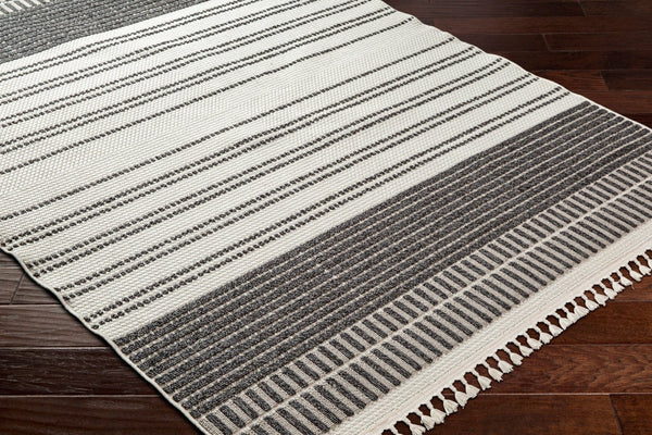 Livabliss Finland Cottage Transitional Polyester Area Rug Low Pile Woven Living Room Accent Cream, Black 9'2" x 12' FND2305-9212