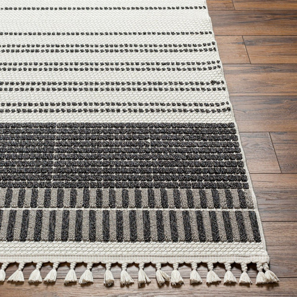 Livabliss Finland Cottage Transitional Polyester Area Rug Low Pile Woven Living Room Accent Cream, Black 9'2" x 12' FND2305-9212