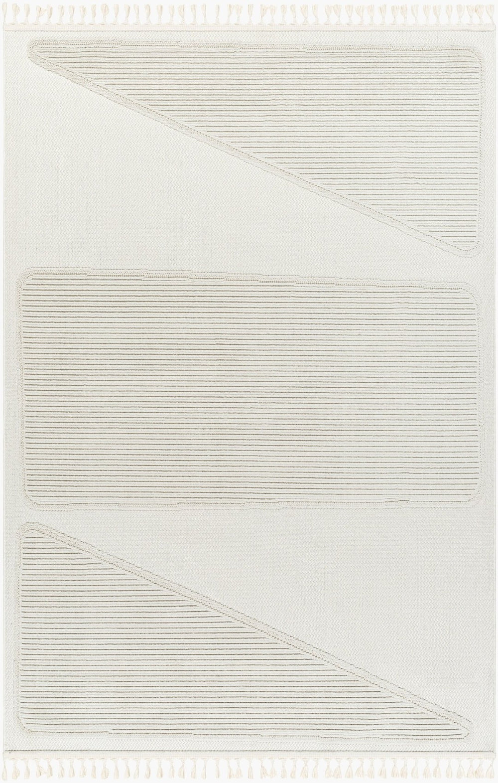 Livabliss Finland Geometric Low Pile Polyester Area Rug for Living Room Dining and Bedroom Floors Cream 5'3" x 7' FND2306-537