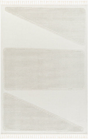 Livabliss Finland Geometric Low Pile Polyester Area Rug for Living Room Dining and Bedroom Floors Cream 5'3" x 7' FND2306-537