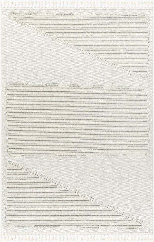 Livabliss Finland Geometric Low Pile Polyester Area Rug for Living Room Dining and Bedroom Floors Cream 5'3" x 7' FND2306-537