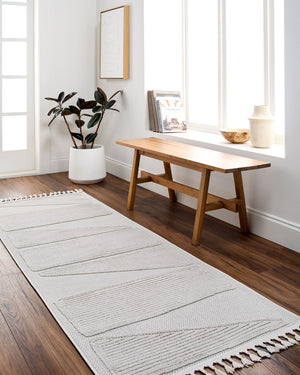 Livabliss Finland Geometric Low Pile Polyester Area Rug for Living Room Dining and Bedroom Floors Cream 5'3" x 7' FND2306-537