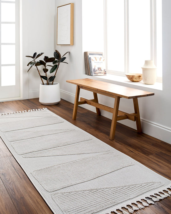 Livabliss Finland Geometric Low Pile Polyester Area Rug for Living Room Dining and Bedroom Floors Cream 5'3" x 7' FND2306-537