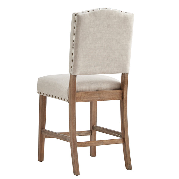 Homelegance By Top-Line Nicklaus Premium Nailhead Upholstered Counter Height Chairs (Set of 2) Light Natural Wood