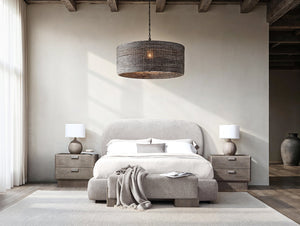 Bernhardt Bernhardt Monolith Panel Bed King — Sculptural Upholstered Headboard, Puma Wood Feet, Performance Fabric K2133