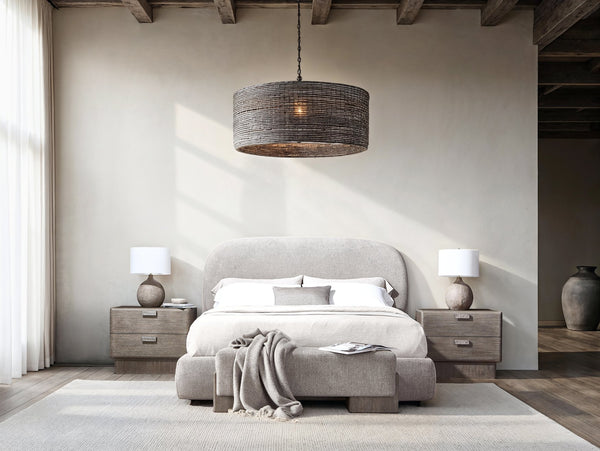 Bernhardt Bernhardt Monolith Nightstand 34" — Wirebrushed Puma Oak, Sculptural Rounded Case, Soft-Close Drawers, Usb Charging 343232