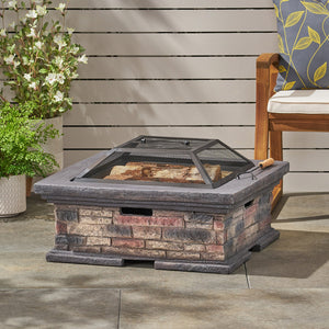 English Elm Mgo Square Wood Burning Fire Pit for Patio Backyard Gatherings Weatherproof Outdoor 72475.00