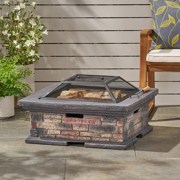 English Elm Mgo Square Wood Burning Fire Pit for Patio Backyard Gatherings Weatherproof Outdoor 72475.00