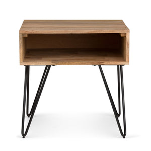 English Elm Hunter End Table - Handcrafted Solid Mango Wood With Industrial Metal Legs - Versatile Accent Piece B136P158731