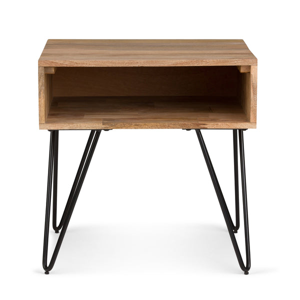 English Elm Hunter End Table - Handcrafted Solid Mango Wood With Industrial Metal Legs - Versatile Accent Piece B136P158731