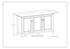 English Elm Amherst Wide 3-Door Storage Cabinet - Handcrafted Hickory Brown With Adjustable Shelves & Style B136P158350