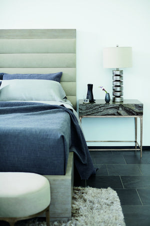 Bernhardt Bernhardt Cerused Greige Queen Panel Bed With Upholstered Inset Panels, Rustic Modern Craftsmanship K1106