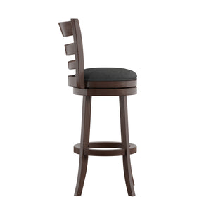 Homelegance By Top-Line Wyatt Ladder Back Linen Swivel 29-inch Height Bar Stool Dark Grey Rubberwood