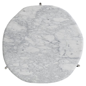 Bernhardt Bernhardt Arabescato Round Cocktail Table With Polished Stainless Triangular Base, 15"H, Sculptural Elegance 321010