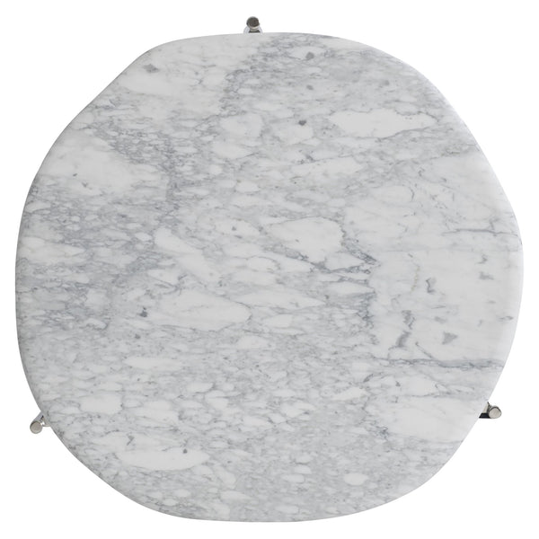 Bernhardt Bernhardt Arabescato Round Cocktail Table With Polished Stainless Triangular Base, 15"H, Sculptural Elegance 321010