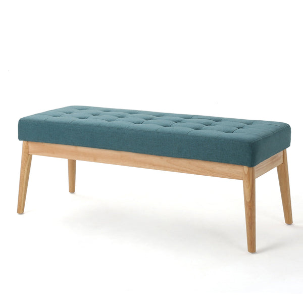 English Elm Ottoman Tufted Upholstered Bench with Birch Frame Mid-century Style for Bedroom Entry 60407.00DTE