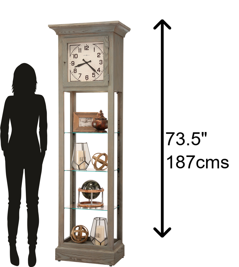 Hekman Furniture 611296 Marcella Floor Clock - Elegant Seaside Gray Grandfather Clock With Adjustable Shelves & Chimes Seaside Grey Marcella Grandfather Clock 611296