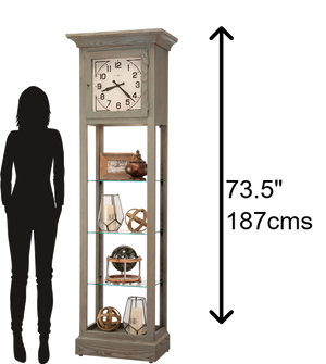 Hekman Furniture 611296 Marcella Floor Clock - Elegant Seaside Gray Grandfather Clock With Adjustable Shelves & Chimes Seaside Grey Marcella Grandfather Clock 611296