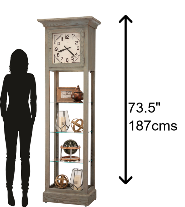 Hekman Furniture 611296 Marcella Floor Clock - Elegant Seaside Gray Grandfather Clock With Adjustable Shelves & Chimes Seaside Grey Marcella Grandfather Clock 611296