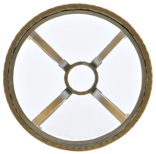 Hooker Furniture Laureng Glam Hammered Gold Martini Table With Tempered Glass Top — Compact Elegant Accent Piece 5846-80117-15