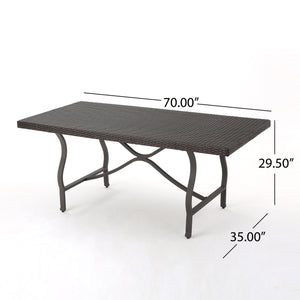 English Elm Christopher Knight Home® - COSTA Outdoor Costa Mesa 70 Antique Brown PE Rattan Dining Table 70" Wicker Patio Centerpiece 60743.00